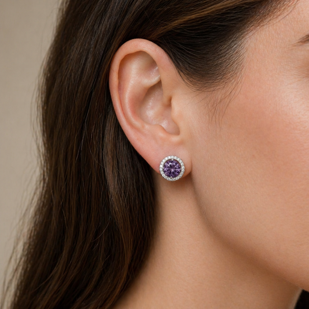 Elegante Amethyst-Ohrstecker aus Weißgold
