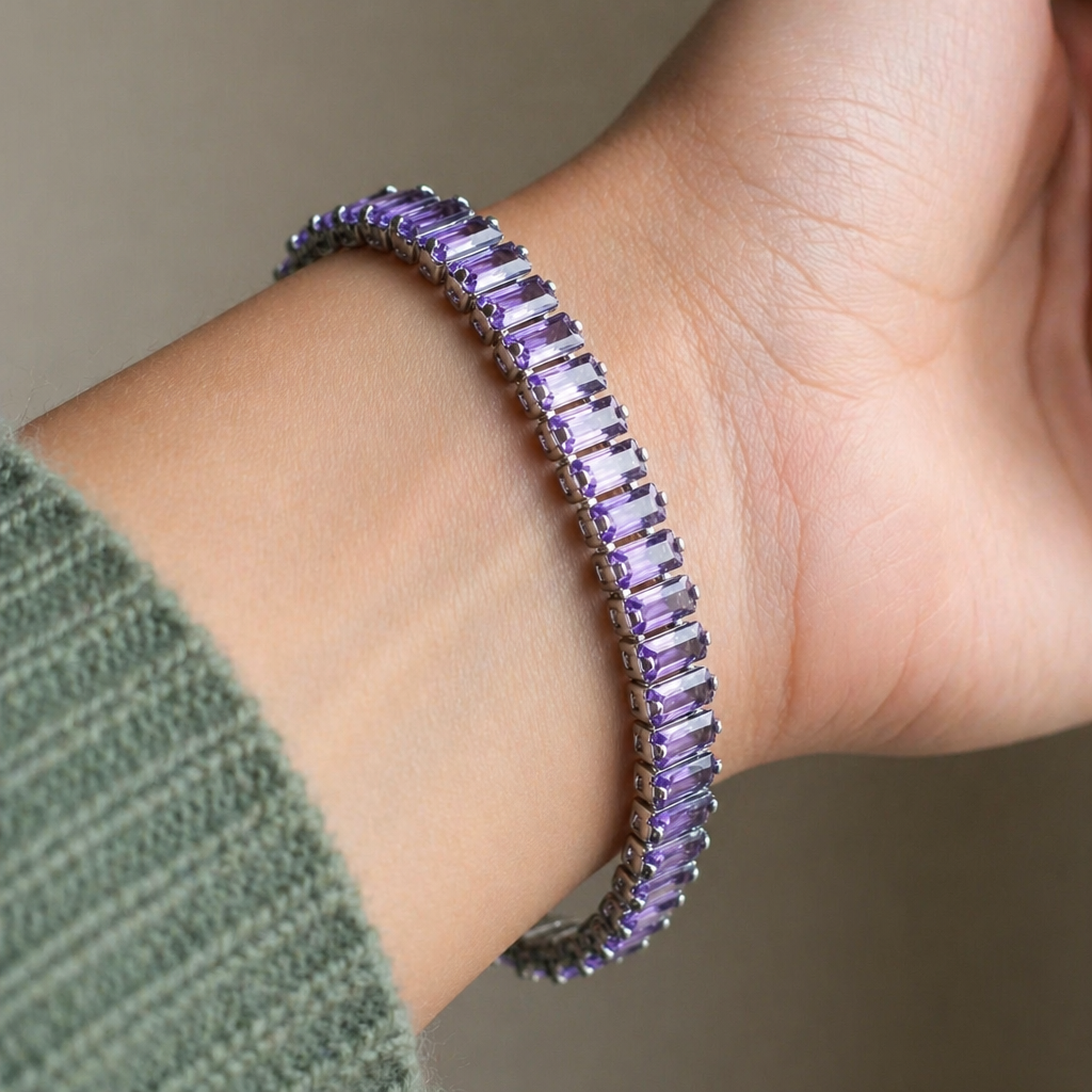 Elegantes Amethyst-Armband aus Weißgold
