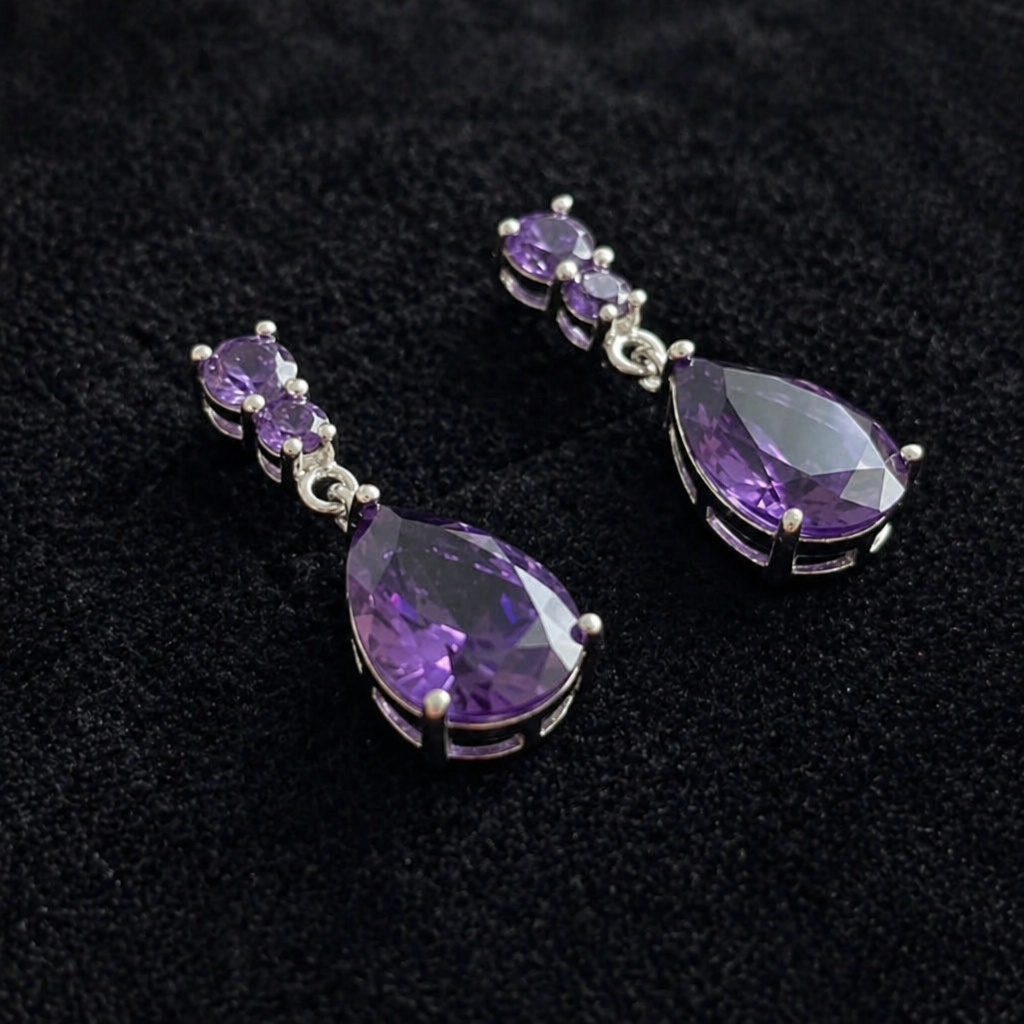 Elegante Amethyst Tropfenohrringe