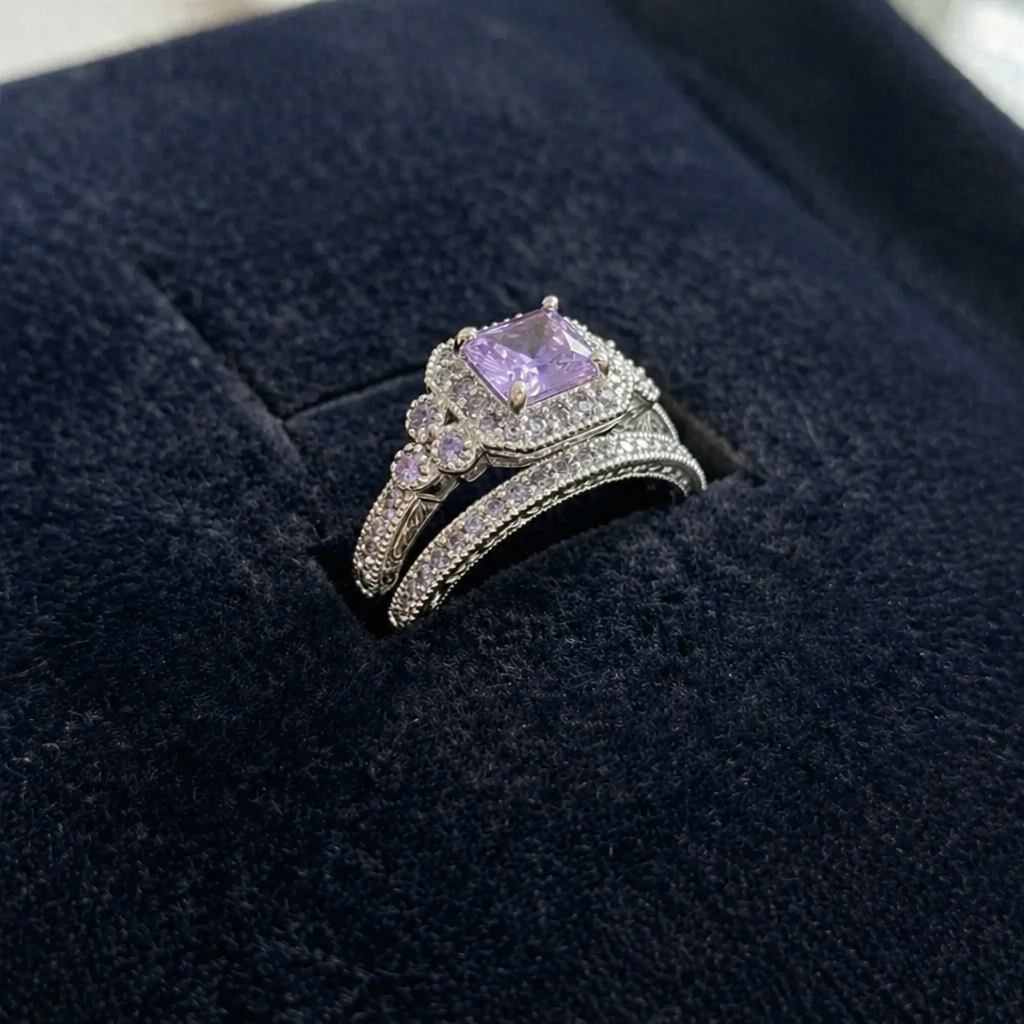 Elegantes Schicht-Ring-Set aus Weißgold