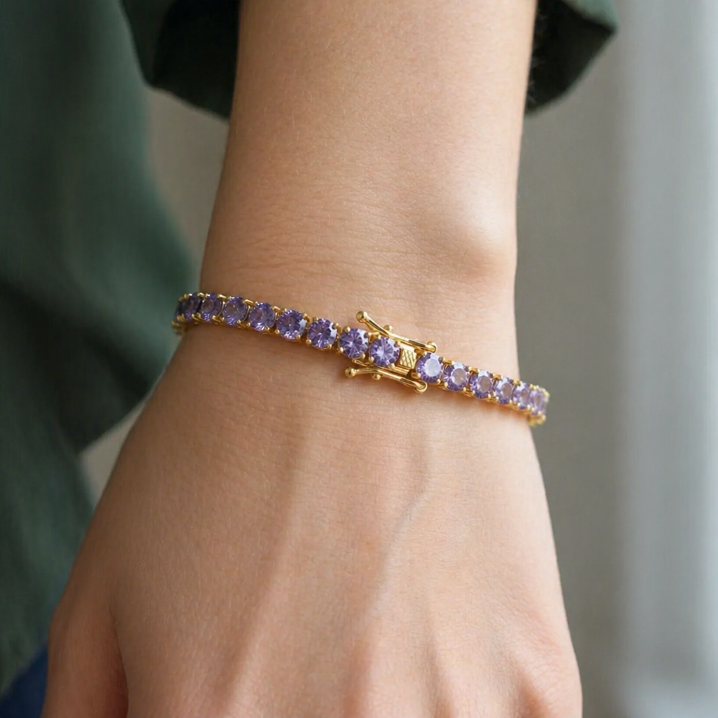 Elegantes Amethyst-Armband aus Weißgold