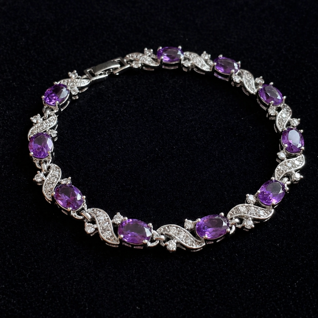 Elegantes Amethyst Armband aus Weißgold