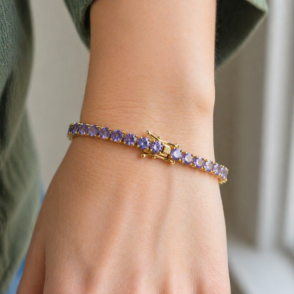 Elegantes Amethyst-Gold-Armband