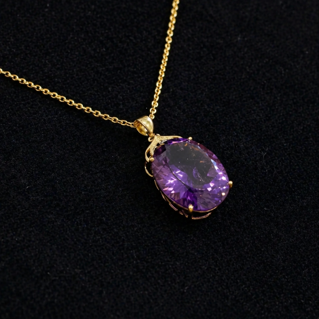 Elegante Amethyst-Gold-Halskette
