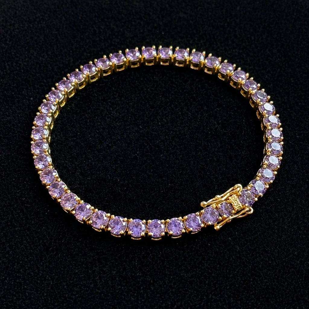 Elegantes Amethyst-Gold-Armband