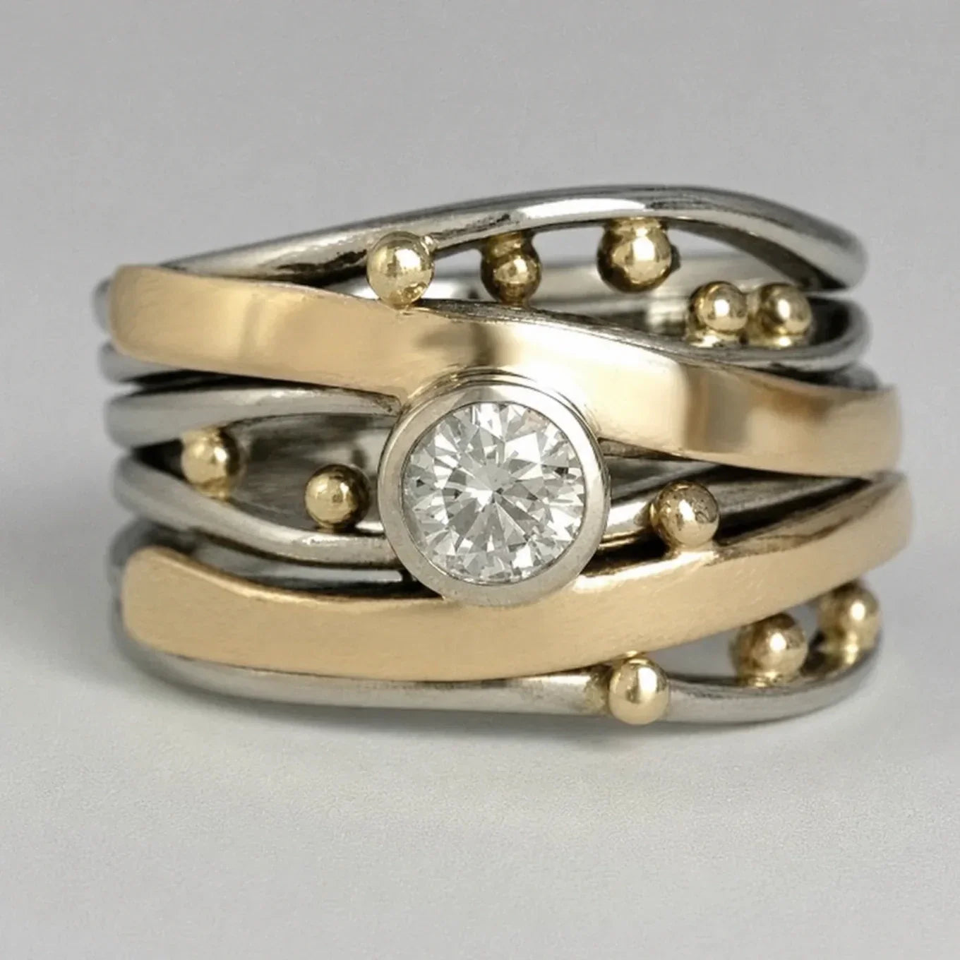 Eleganter Gold Einlege Zirkonia Ring