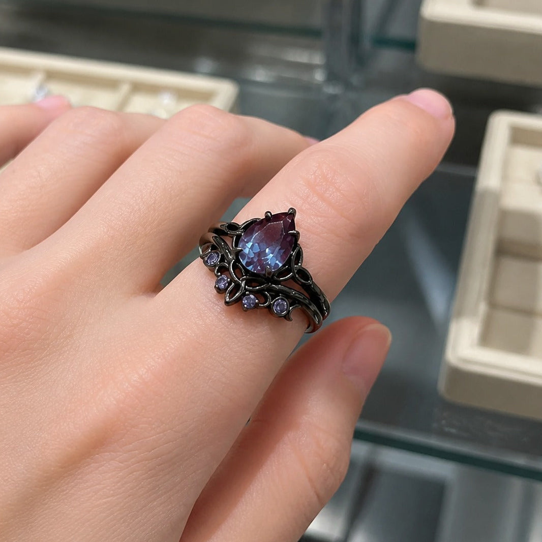 Eleganter Amethyst-Schicht-Goldring