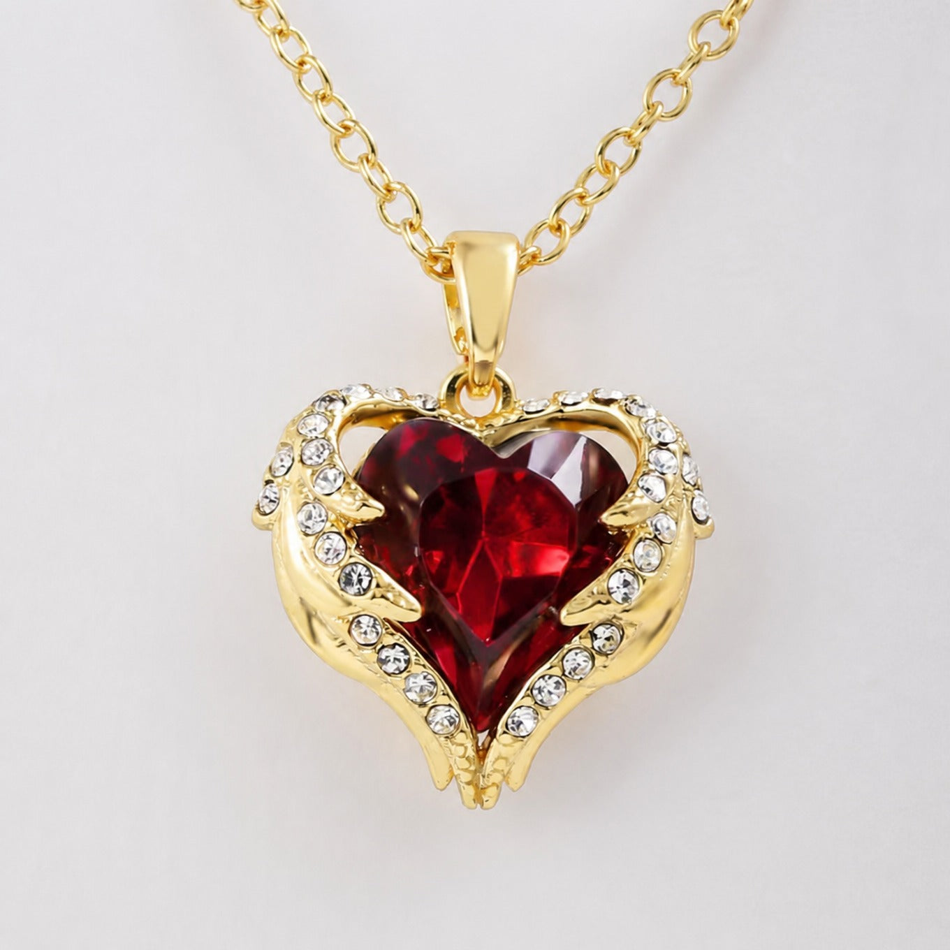 Elegante Rubin Herz Gold Halskette