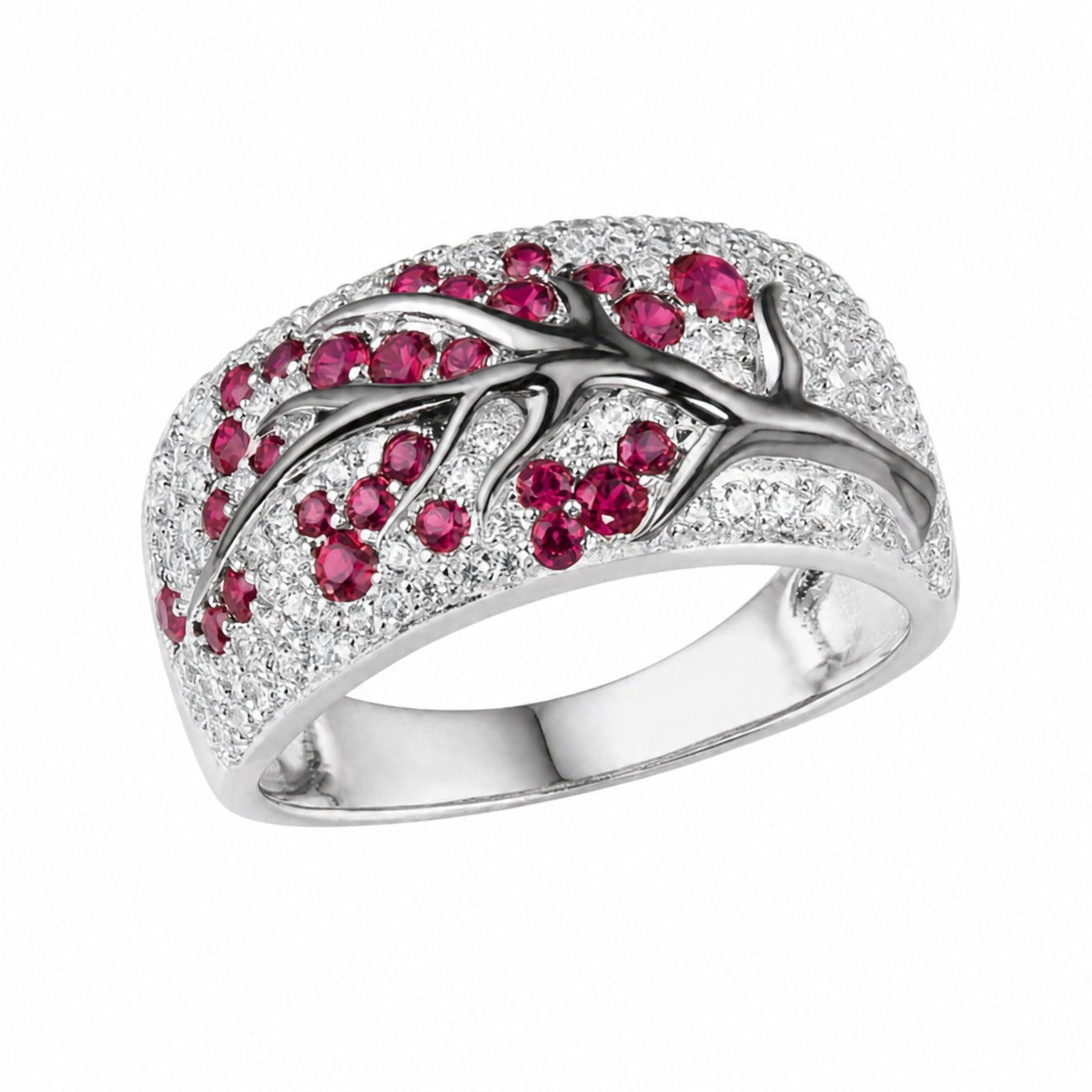 Eleganter Rubinblüten-Goldring