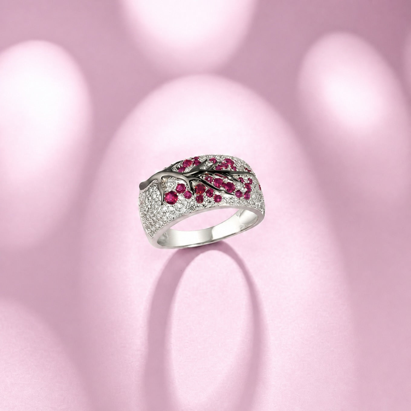 Eleganter Rubinblüten-Goldring