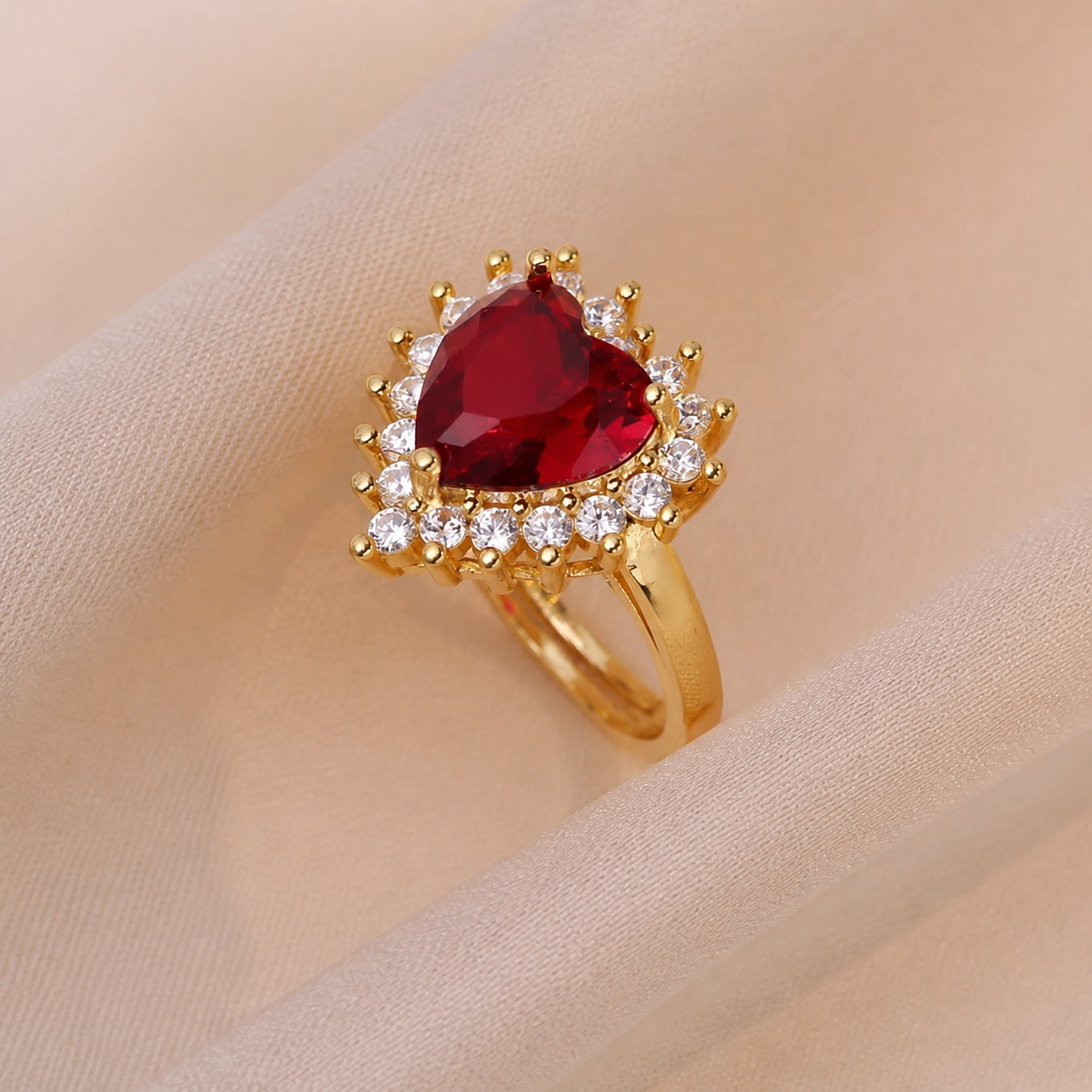 Elegantes karmesinrotes Gold Schmuckset (II)