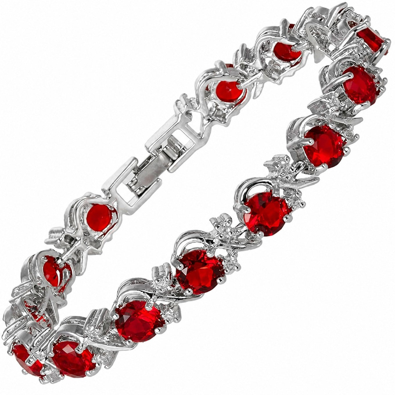 Elegantes Rubinreben-Armband aus Weißgold