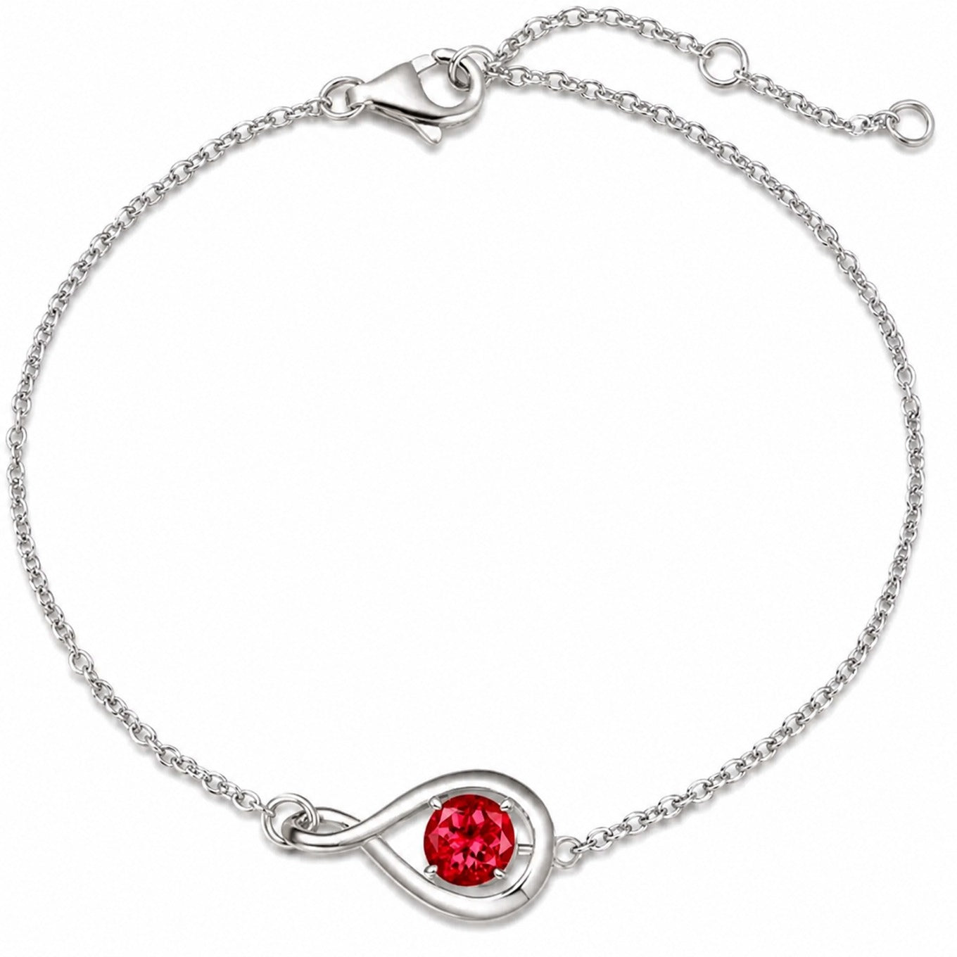 Elegantes Rubin-Unendlichkeit-Armband aus Weißgold