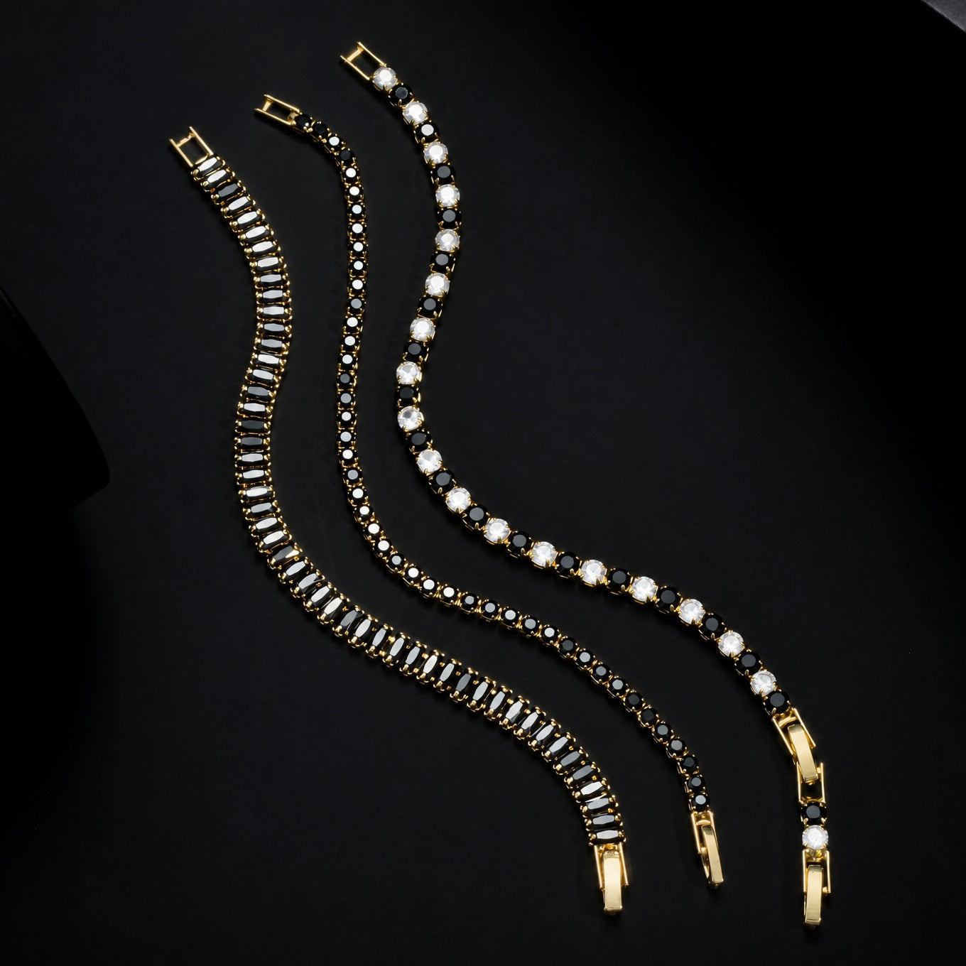 Elegantes Onyx Kupfer Armband Set