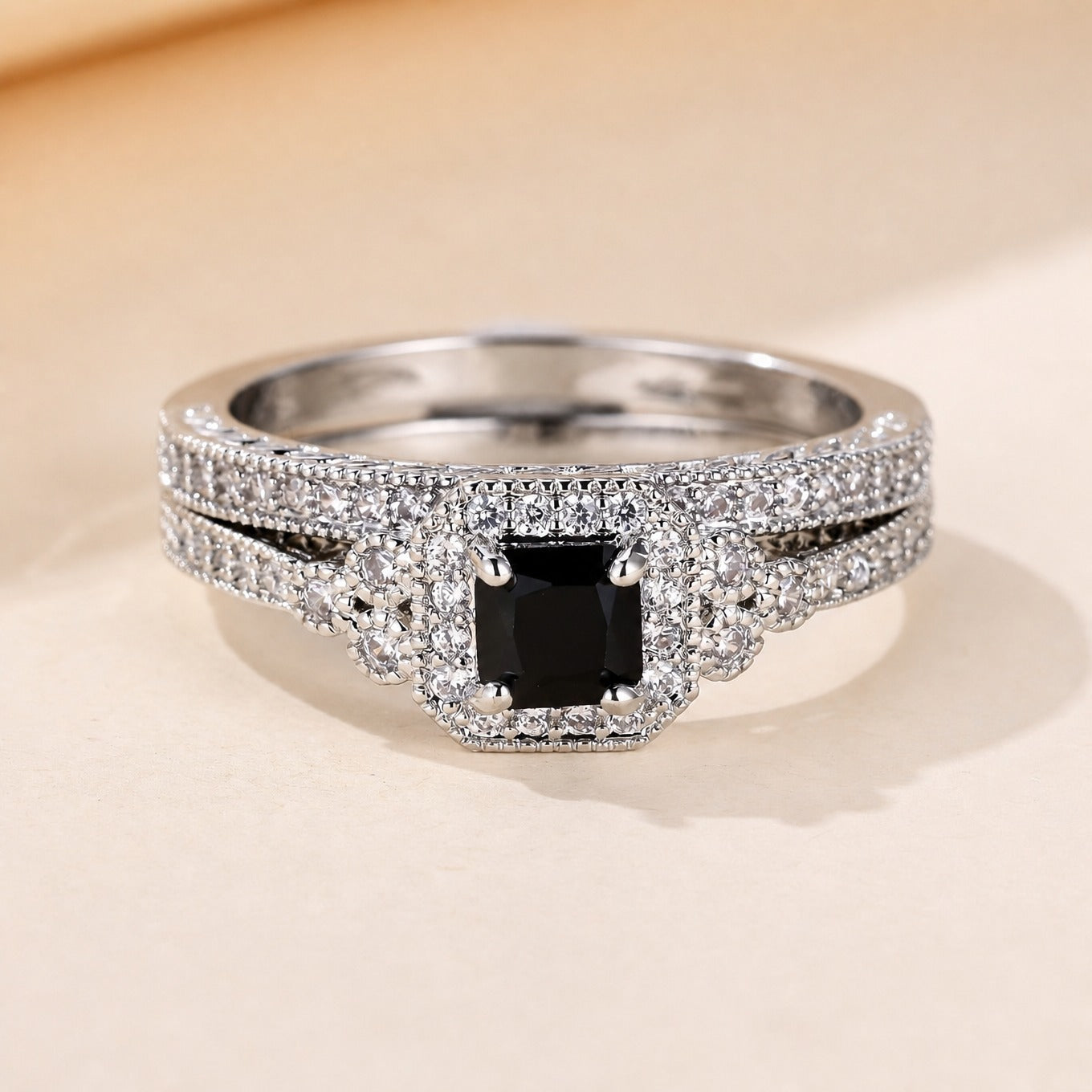 Eleganter schwarzer Onyx Kupferring