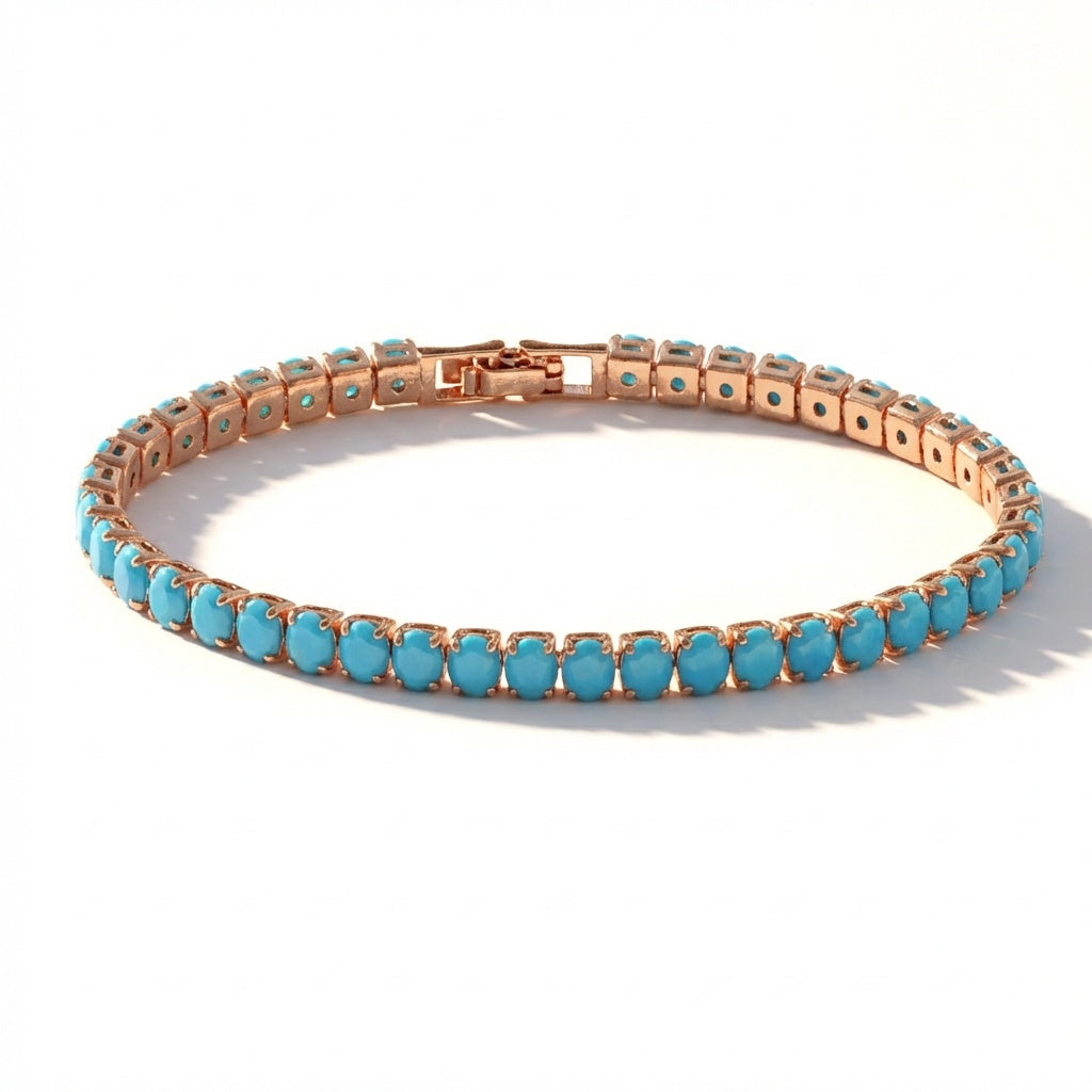 Elegantes Gold-Türkis Kettenarmband
