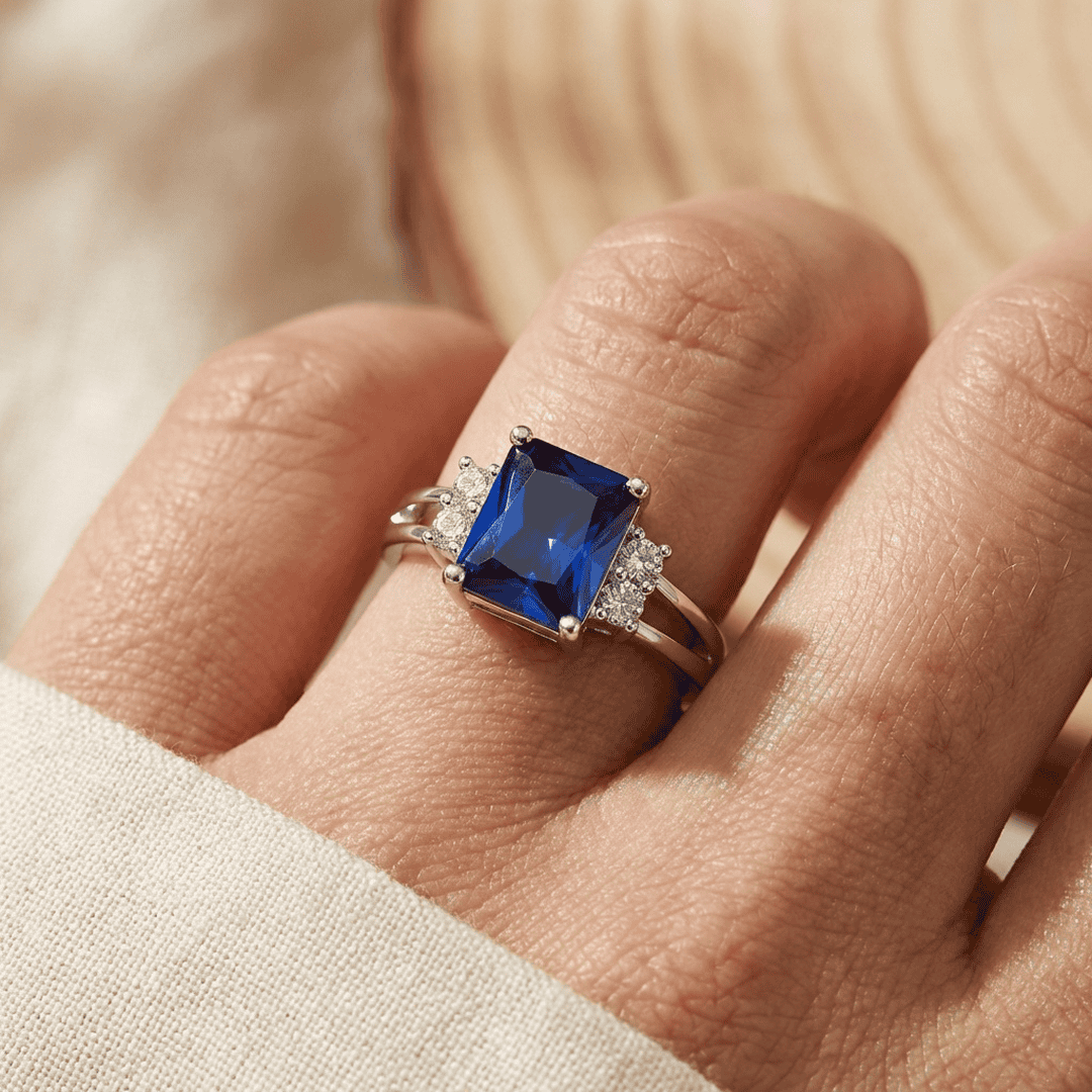 Achtkantiger Saphir-Ring
