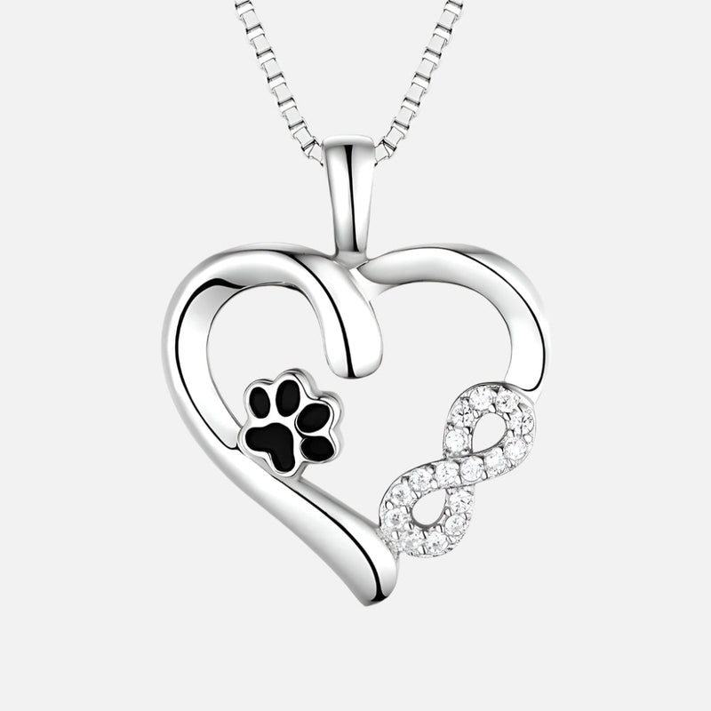 Paw and Heart Necklace with Infinity Charm