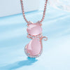 Pink stone lovely cat necklace with zircon