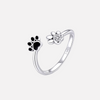 925 Sterling Silver Paw Ring – Adjustable with Zirconia & Enamel