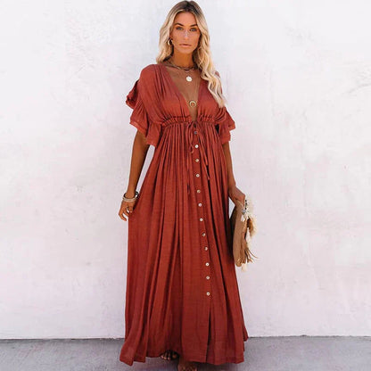Julie™ - Red Long Beach Dress