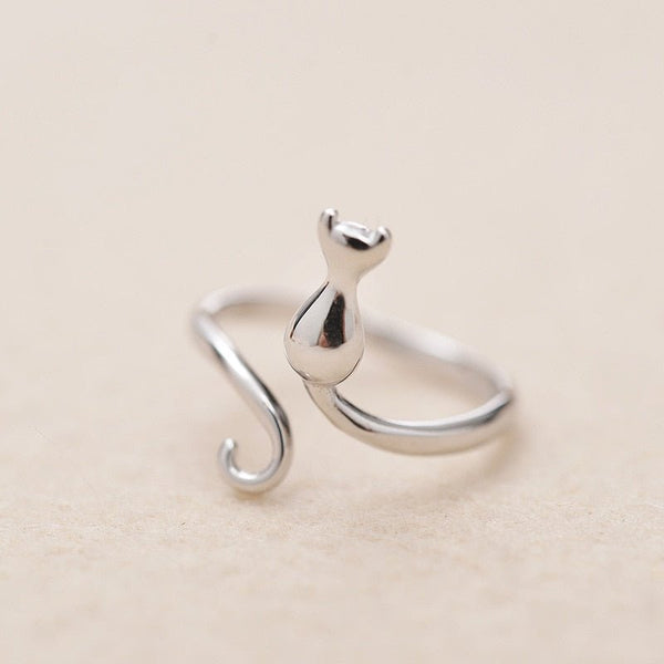 Stainless steel adorable cat ring