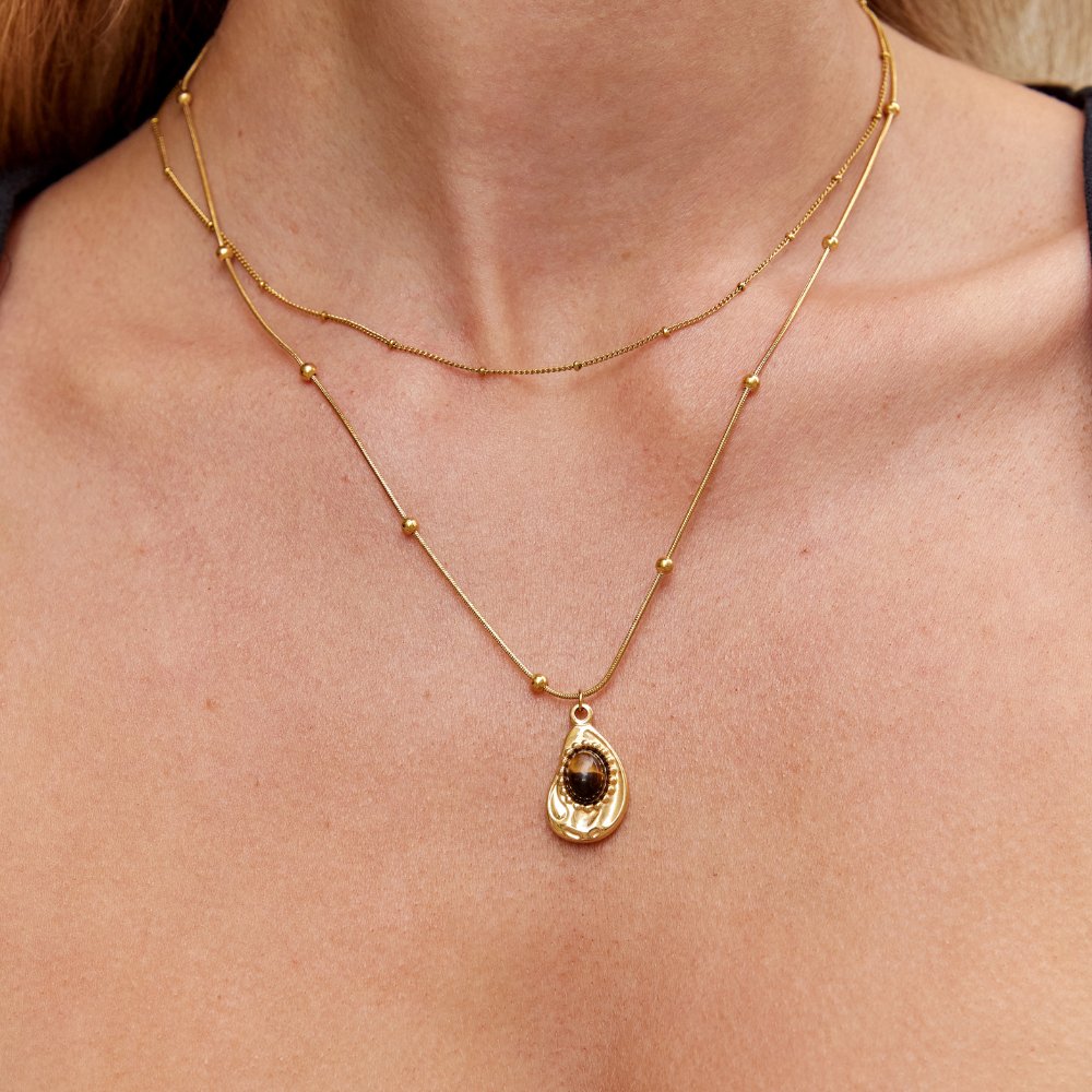 Elegante Goldkette mit Tigerauge
