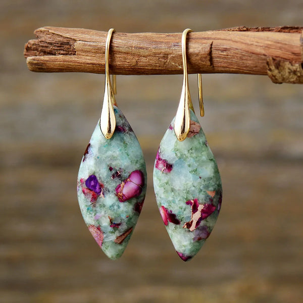 Fuchsite Jasper Drop Stone Earrings