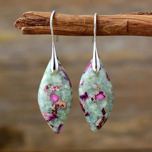 Fuchsite Jasper Drop Stone Earrings